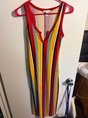 Multicolor Striped Tank Dress - Yellow & Red
